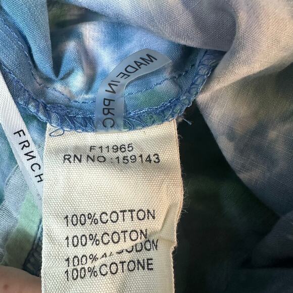 FRNCH Blue Green Tie Dye Paperbag Waist Cotton Shorts - Picture 3 of 5